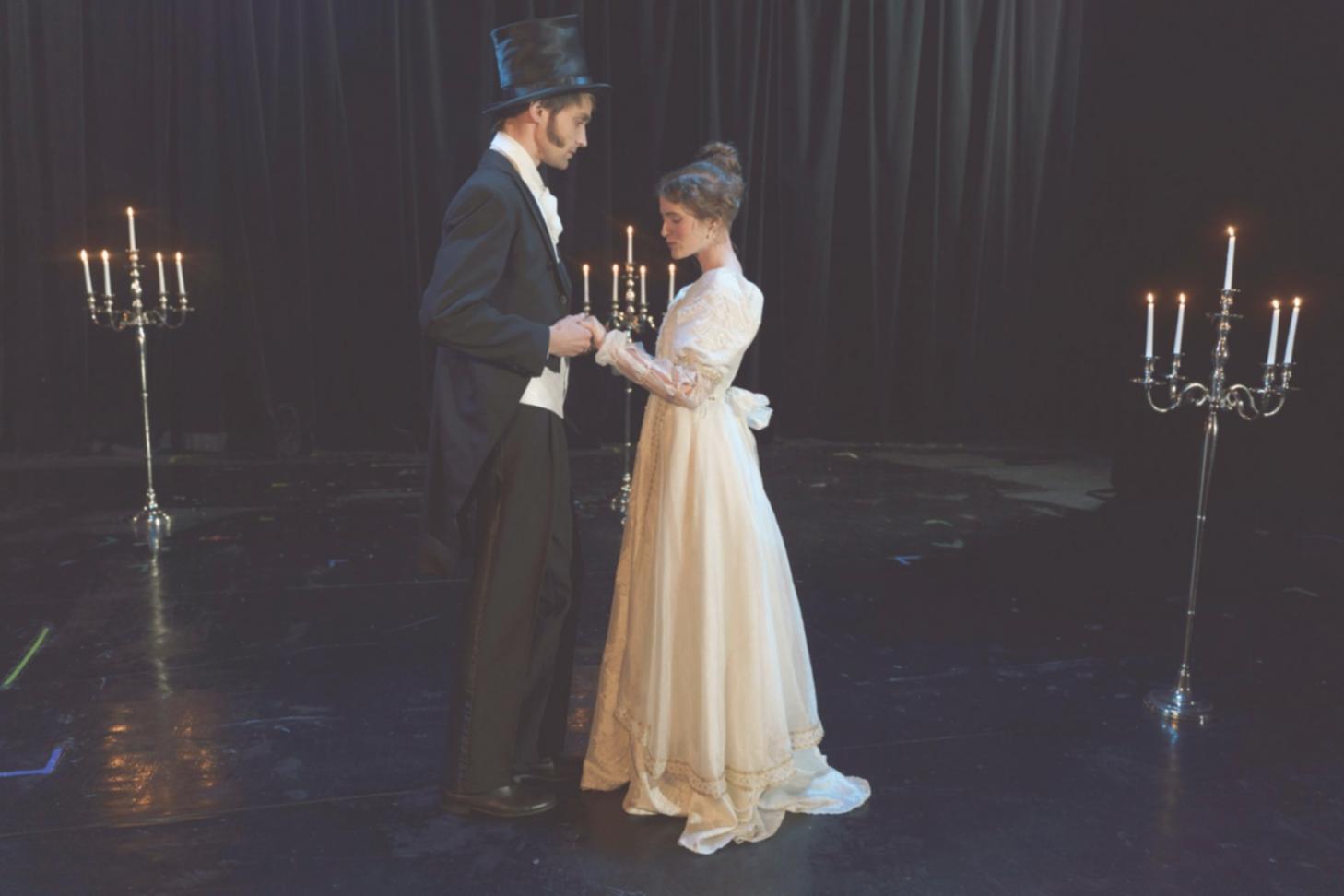 Acting students in a live stage session